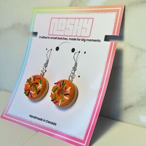 Halloween Orange Sprinkled Donut - Handmade Earrings